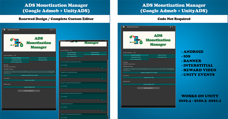 ADS Monetization Manager For UnityADS And Google Admob